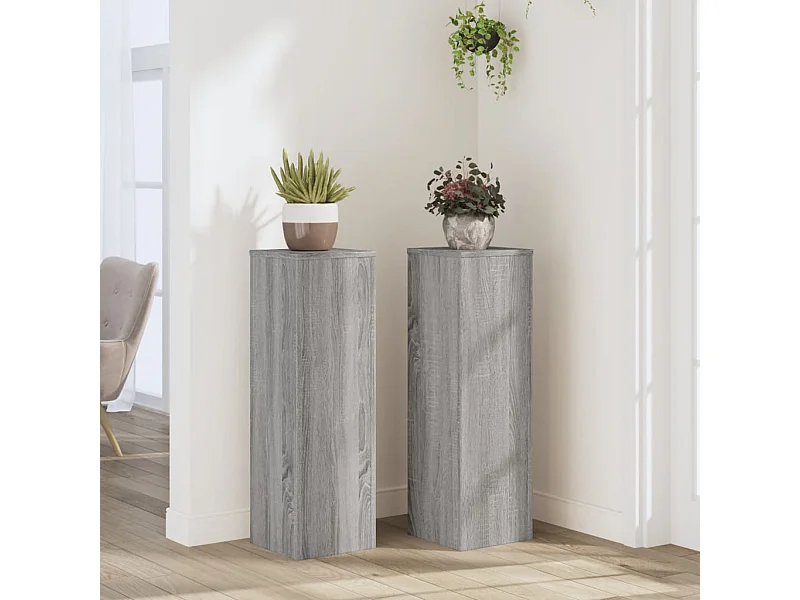 Soportes para plantas de 2 piezas, madera de ingeniería gris Sonoma