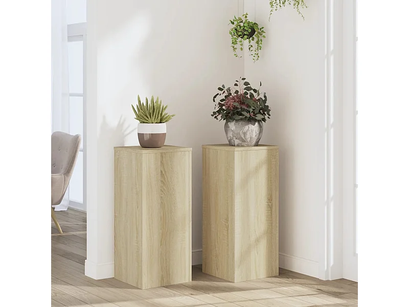 Soportes para plantas 2 piezas de madera de ingeniería de roble Sonoma