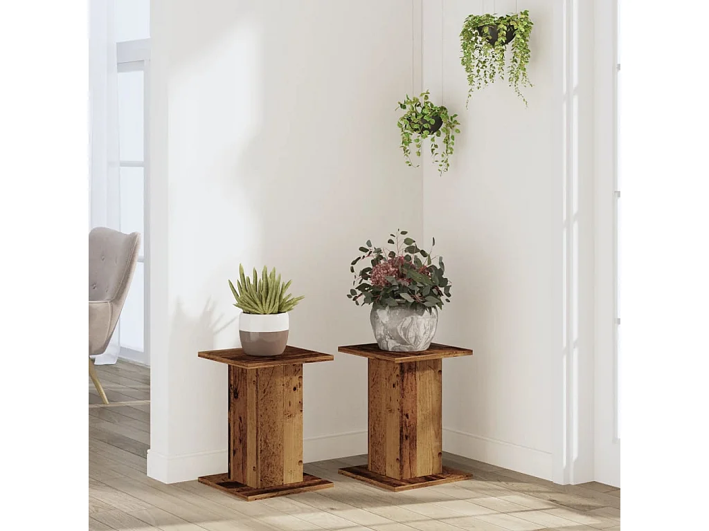 Supports pour plantes 2 pcs vieux bois bois d'ingénierie