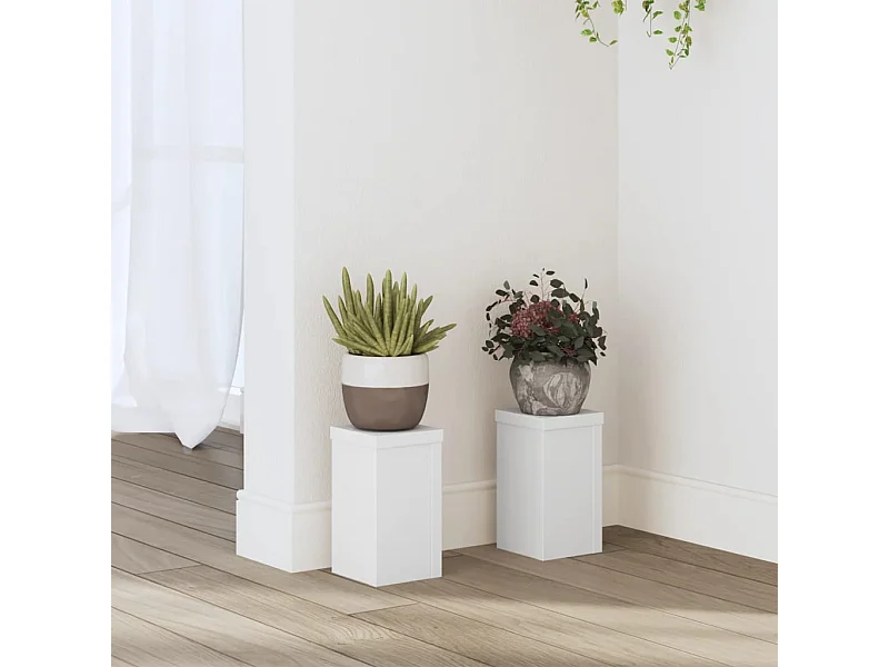 Soportes para plantas 2 piezas blanco 10x10x18 cm madera de ingeniería