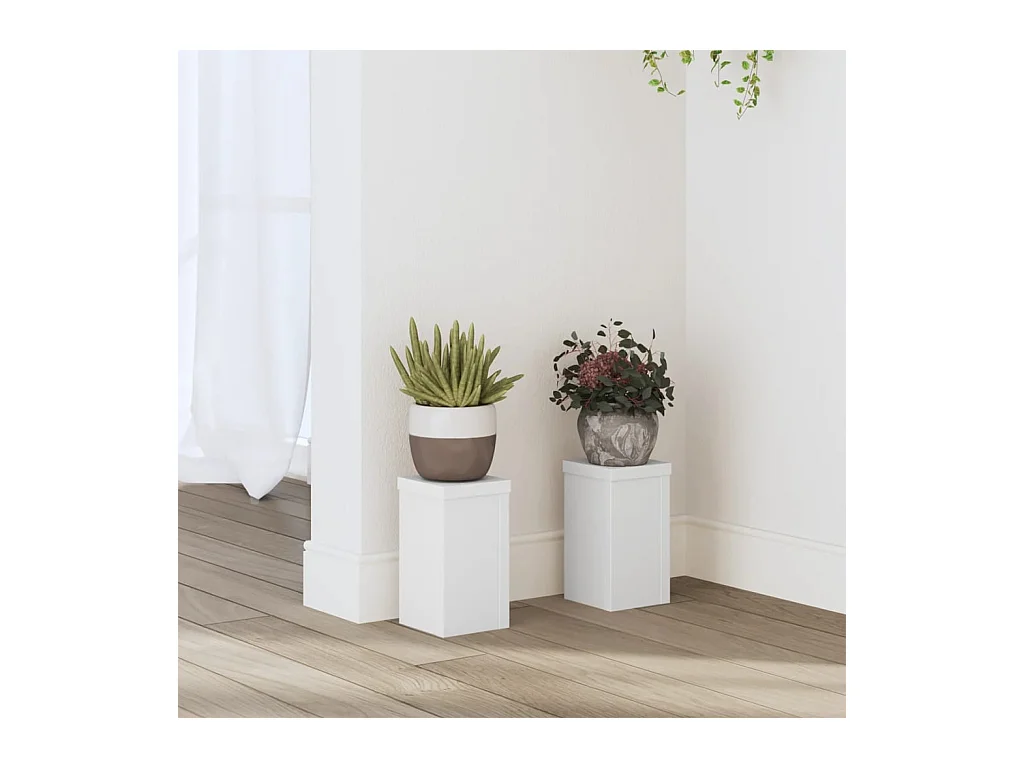 Soportes para plantas 2 piezas blanco 10x10x18 cm madera de ingeniería