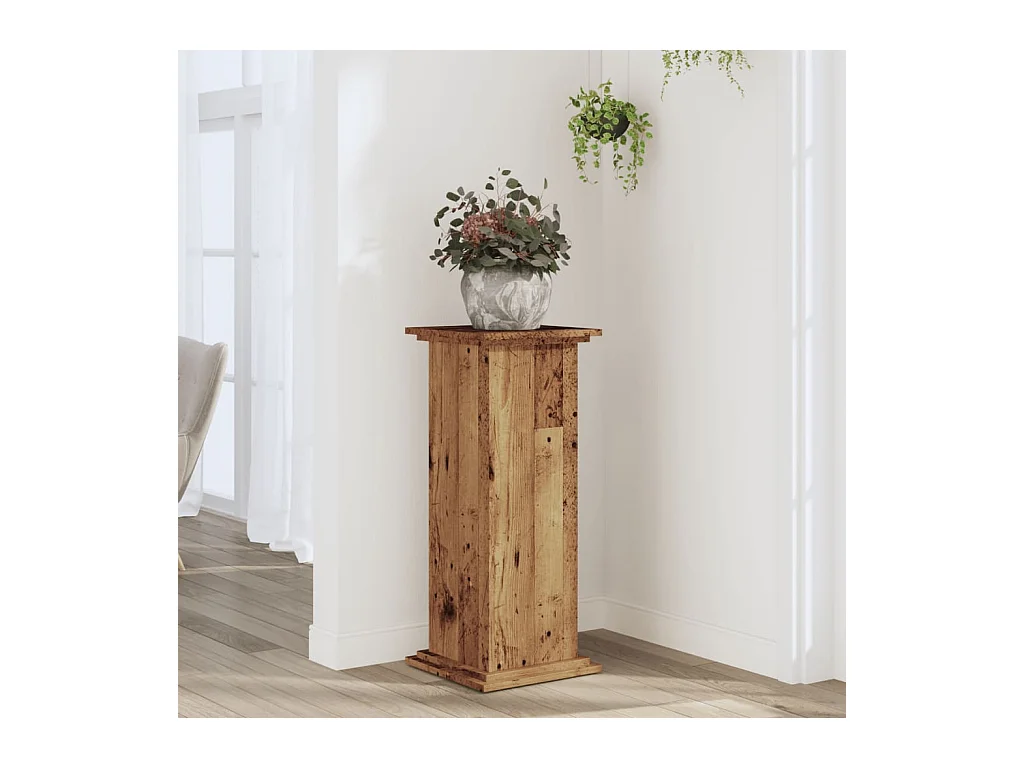 Support pour plantes vieux bois 33x33x80 cm bois d'ingénierie