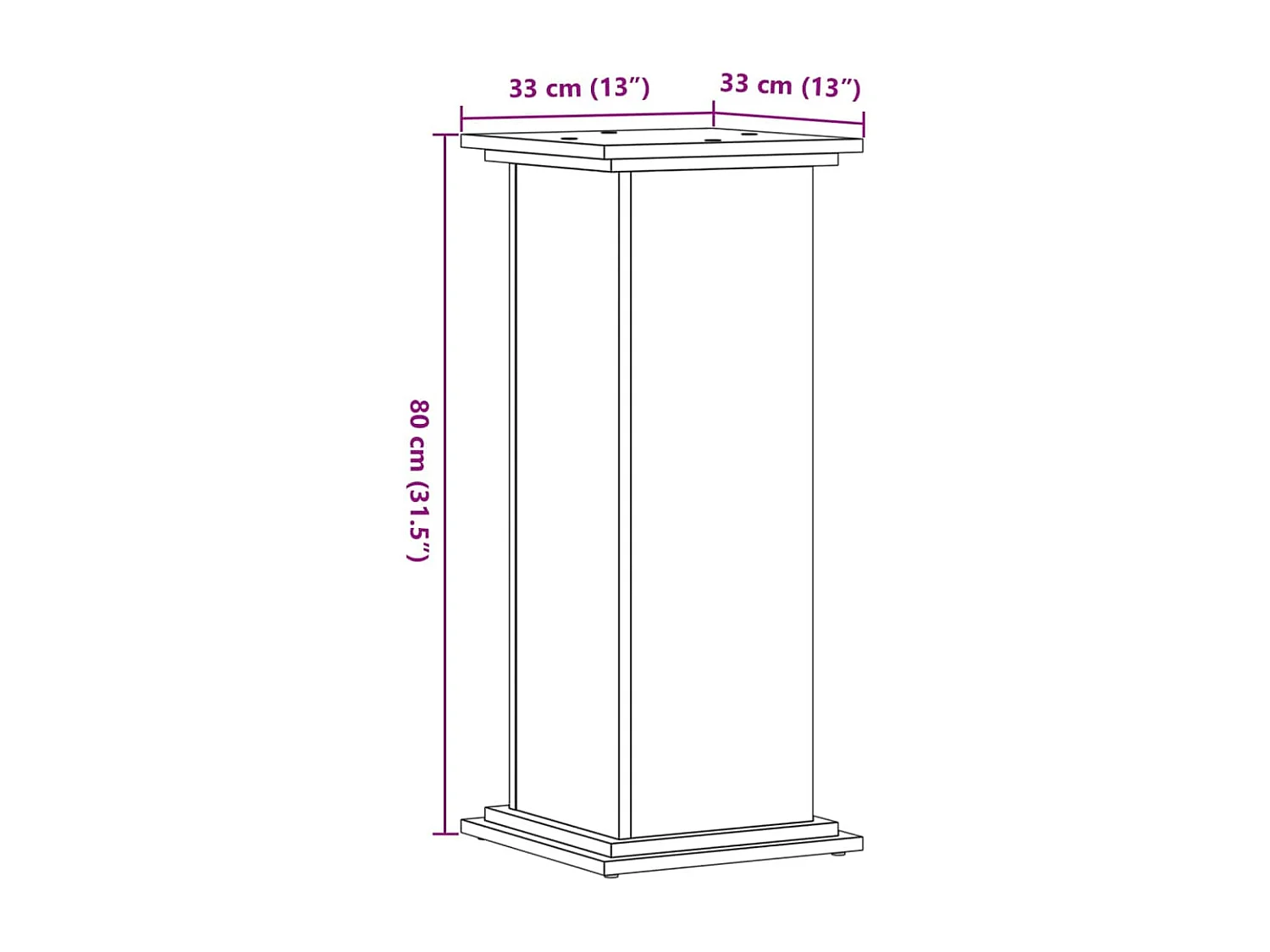 Support pour plantes vieux bois 33x33x80 cm bois d'ingénierie