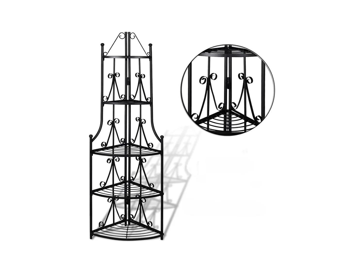 Estantería esquinera para plantas en color negro