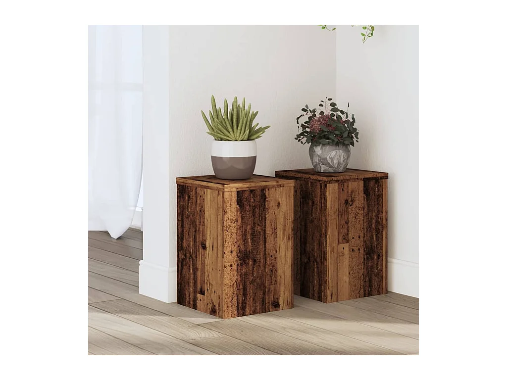 Supports pour plantes 2 pcs vieux bois bois d'ingénierie