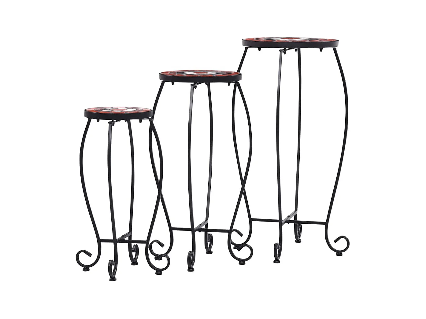 Tavoli in mosaico 3 pezzi Terrac e Ceramica bianca