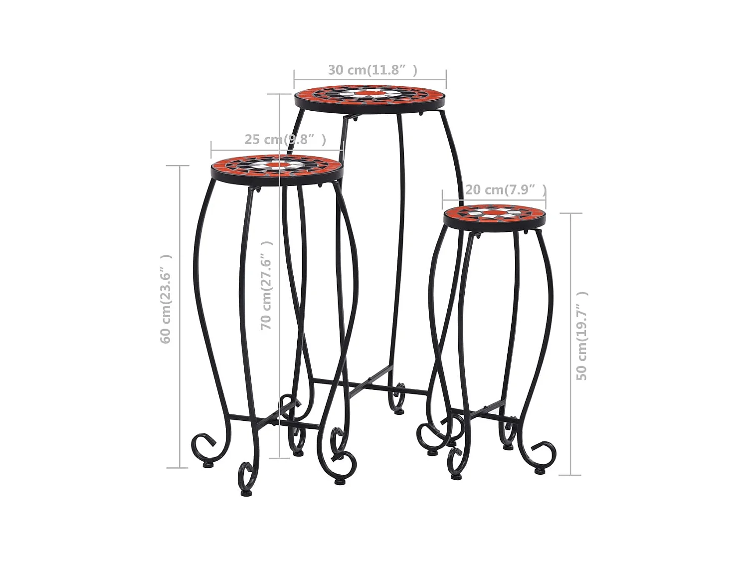 Tavoli in mosaico 3 pezzi Terrac e Ceramica bianca