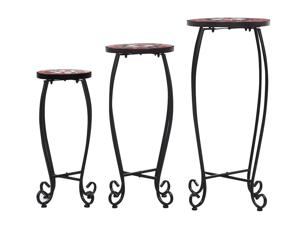 Tables mosaïque 3 pcs Terre cuite et blanc Céramique