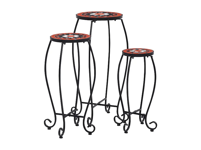 Tables mosaïque 3 pcs Terre cuite et blanc Céramique