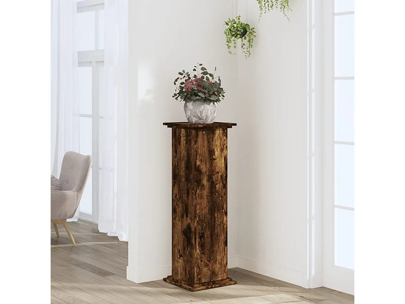 Support pour plantes chêne fumé 33x33x100 cm bois d'ingénierie