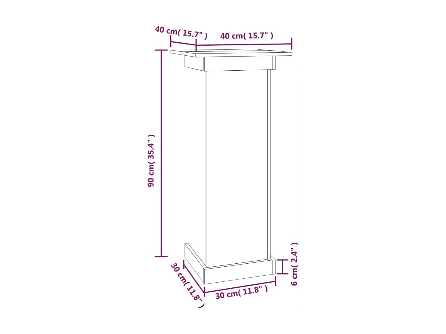 Bloemenstandaard 40x40x90 cm Massief grenenhout