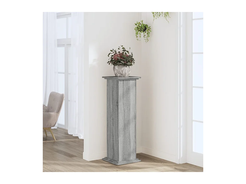 Support pour plantes sonoma gris 33x33x100 cm bois d'ingénierie