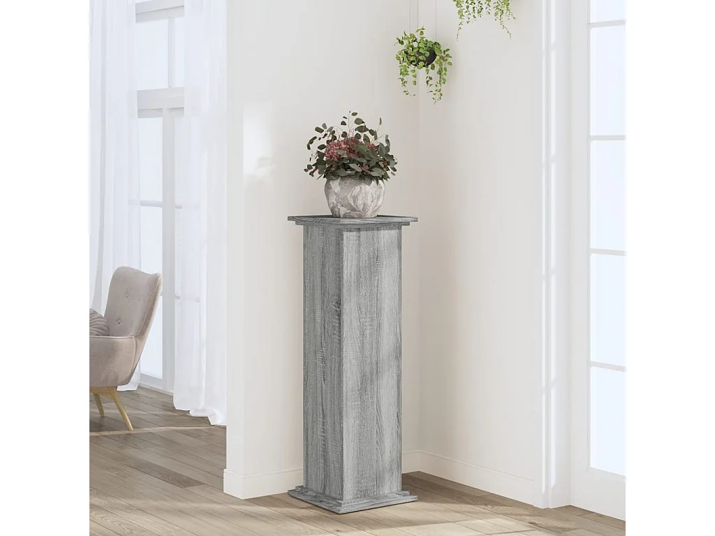 Support pour plantes sonoma gris 33x33x100 cm bois d'ingénierie