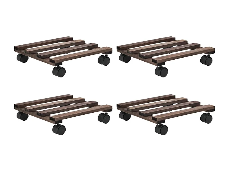 Cederhouten plantenrolstandaard 4 stuks 25 x 25 cm