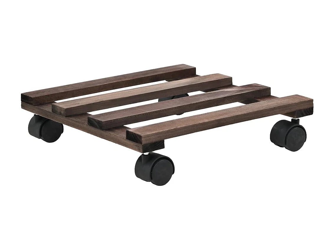 Cederhouten plantenrolstandaard 4 stuks 25 x 25 cm