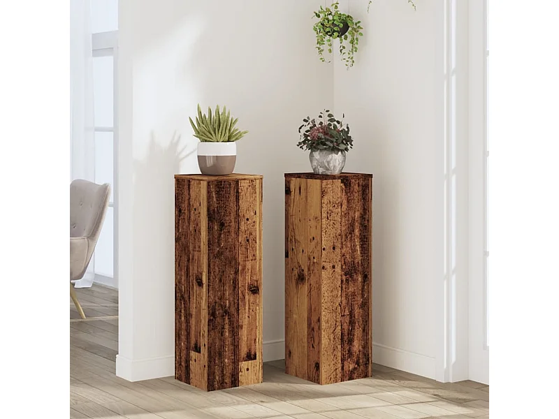 Soportes para plantas 2 piezas de madera vieja de ingeniería de madera