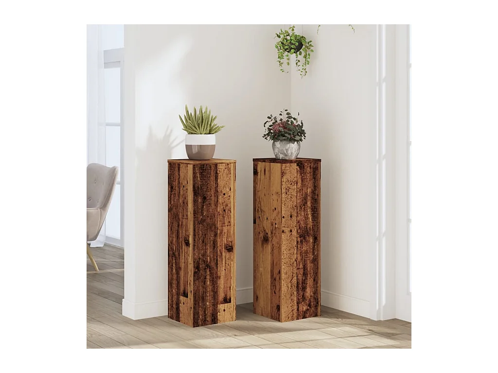 Soportes para plantas 2 piezas de madera vieja de ingeniería de madera