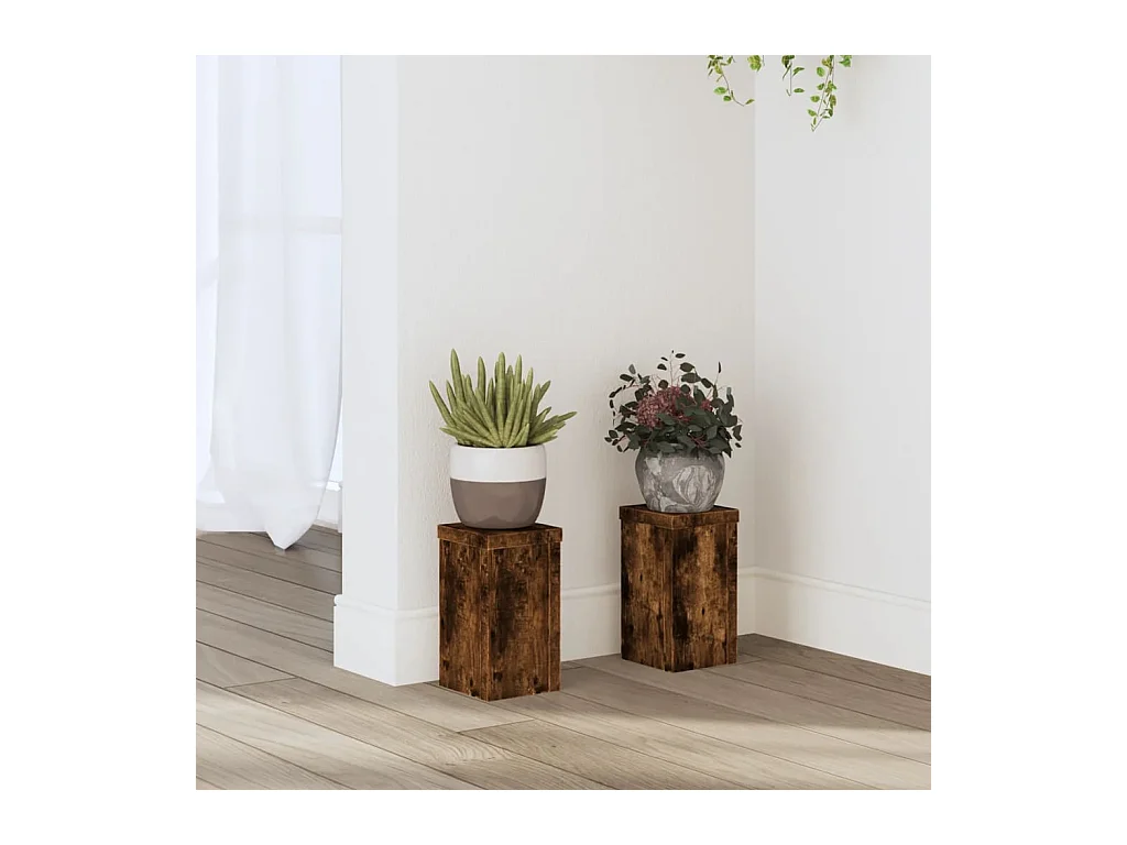 Plantenstandaards 2 stuks gerookt eikenhout