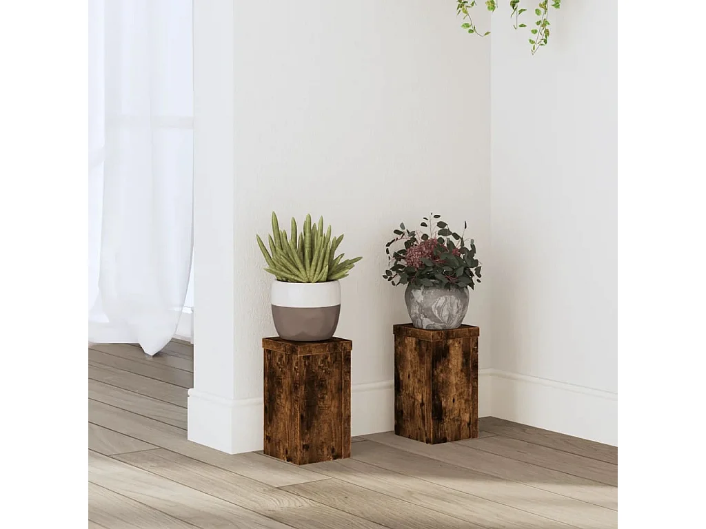 Supports pour plantes 2 pcs chêne fumé bois d'ingénierie