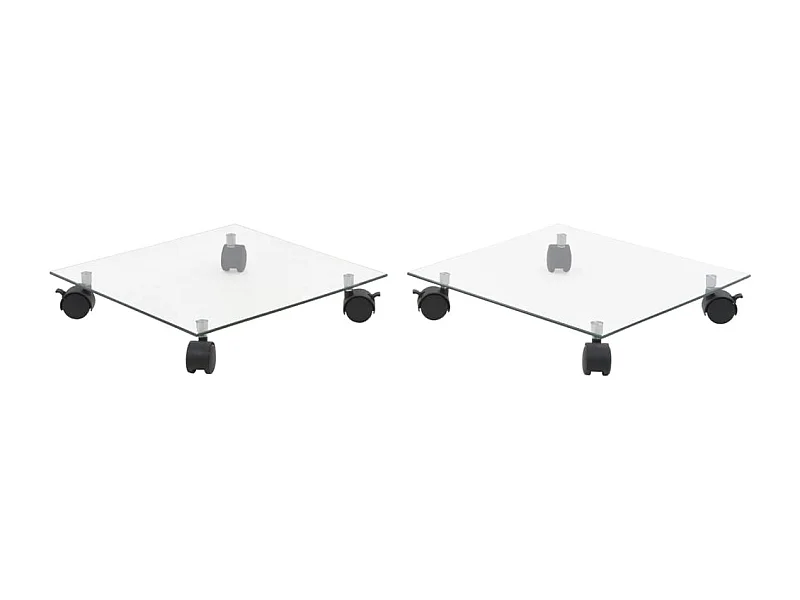 Support carré pour plantes 2 pcs Verre trempé 35 x 35 cm