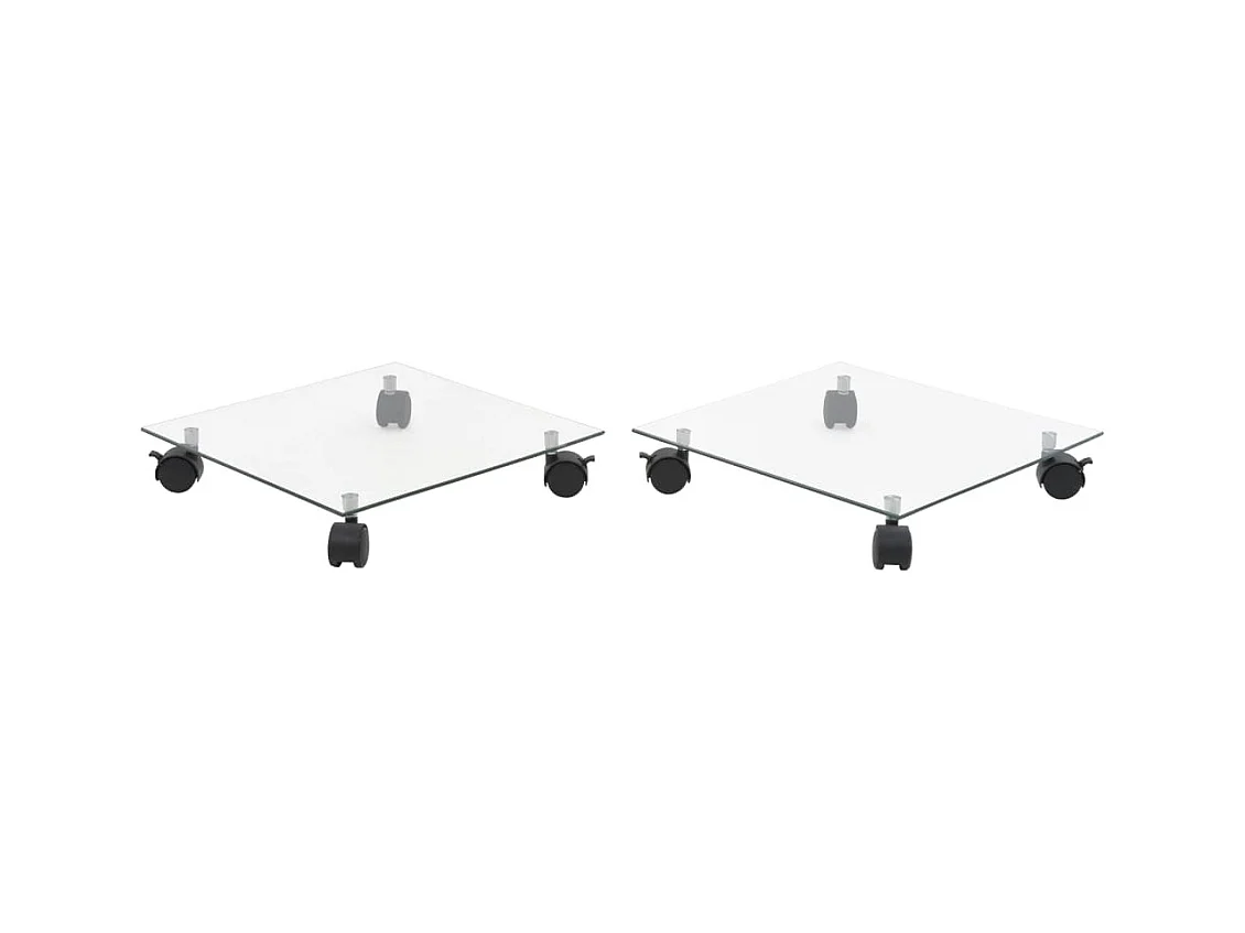 Support carré pour plantes 2 pcs Verre trempé 35 x 35 cm