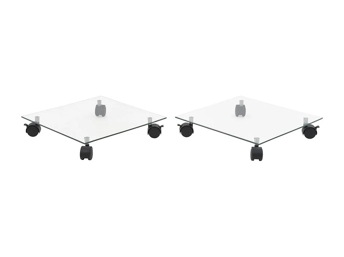 Support carré pour plantes 2 pcs Verre trempé 35 x 35 cm