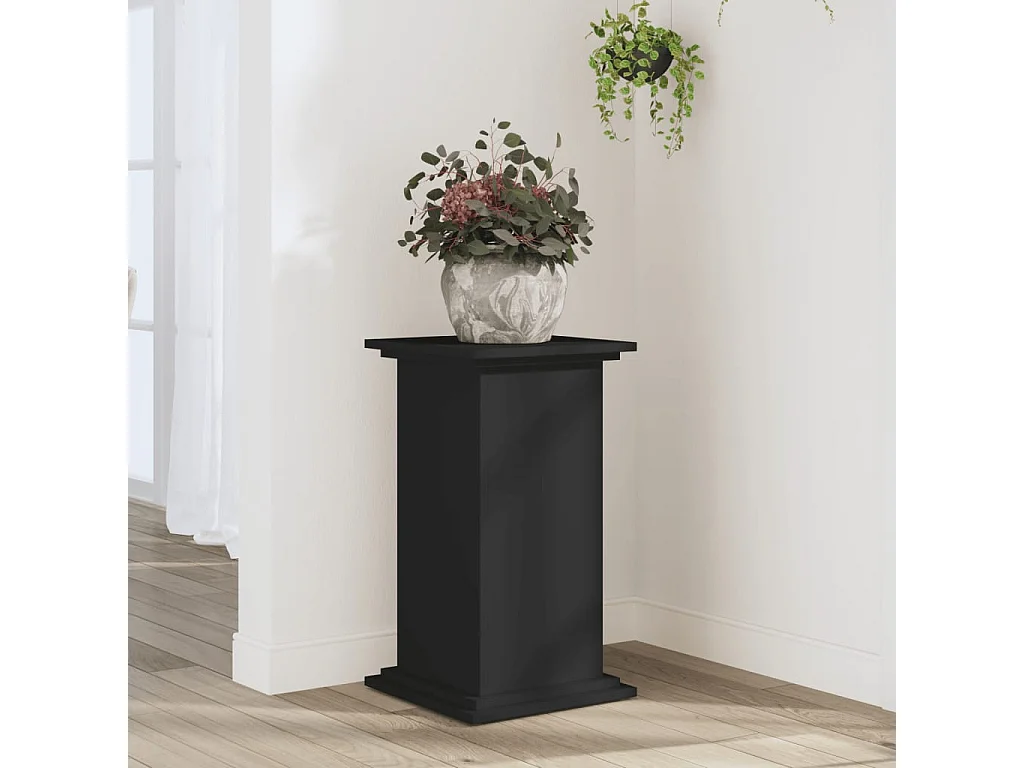 Soporte para plantas negro de 33 x 33 x 60 cm de madera de ingeniería