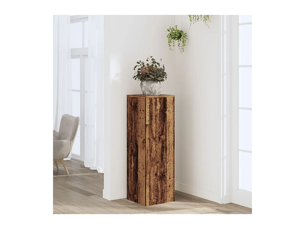 Support pour plantes vieux bois 33x33x100 cm bois d'ingénierie