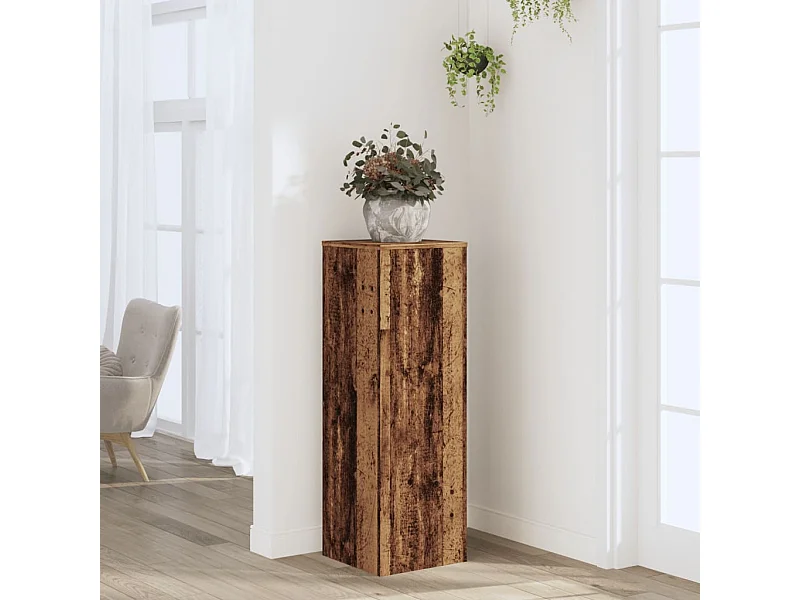 Support pour plantes vieux bois 33x33x100 cm bois d'ingénierie