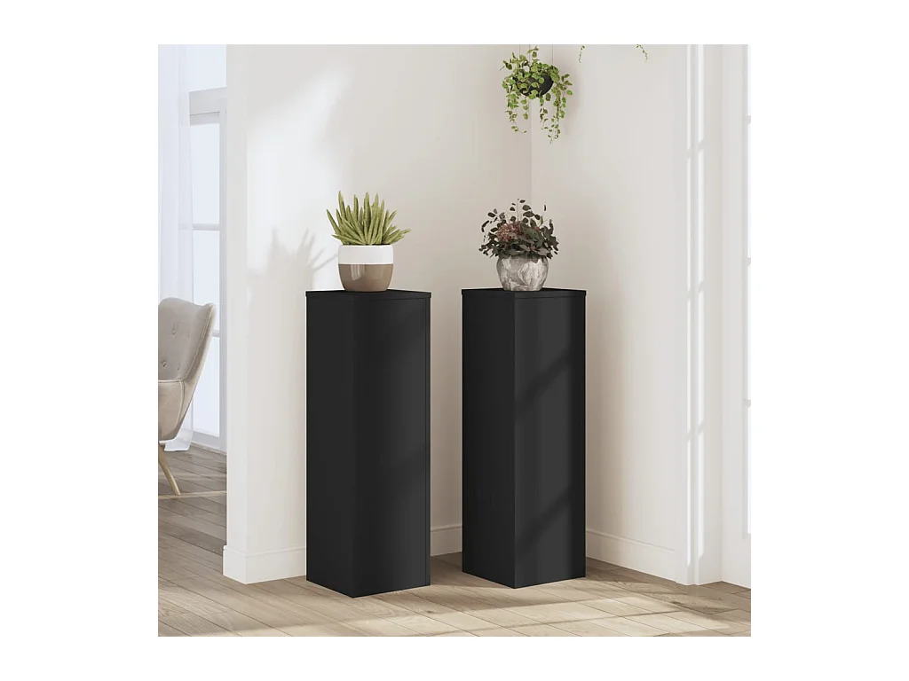 Supporti per piante 2 pezzi neri 25x25x80 cm in legno ingegnerizzato