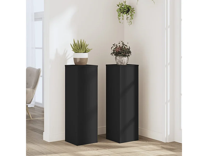 Supports pour plantes 2 pcs noir 25x25x80 cm bois d'ingénierie