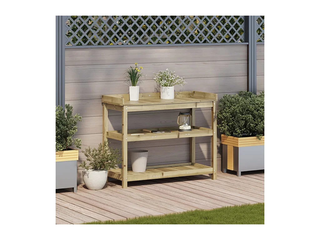 Mesa de cultivo con estantes 108x45x86,5 cm madera maciza de pino
