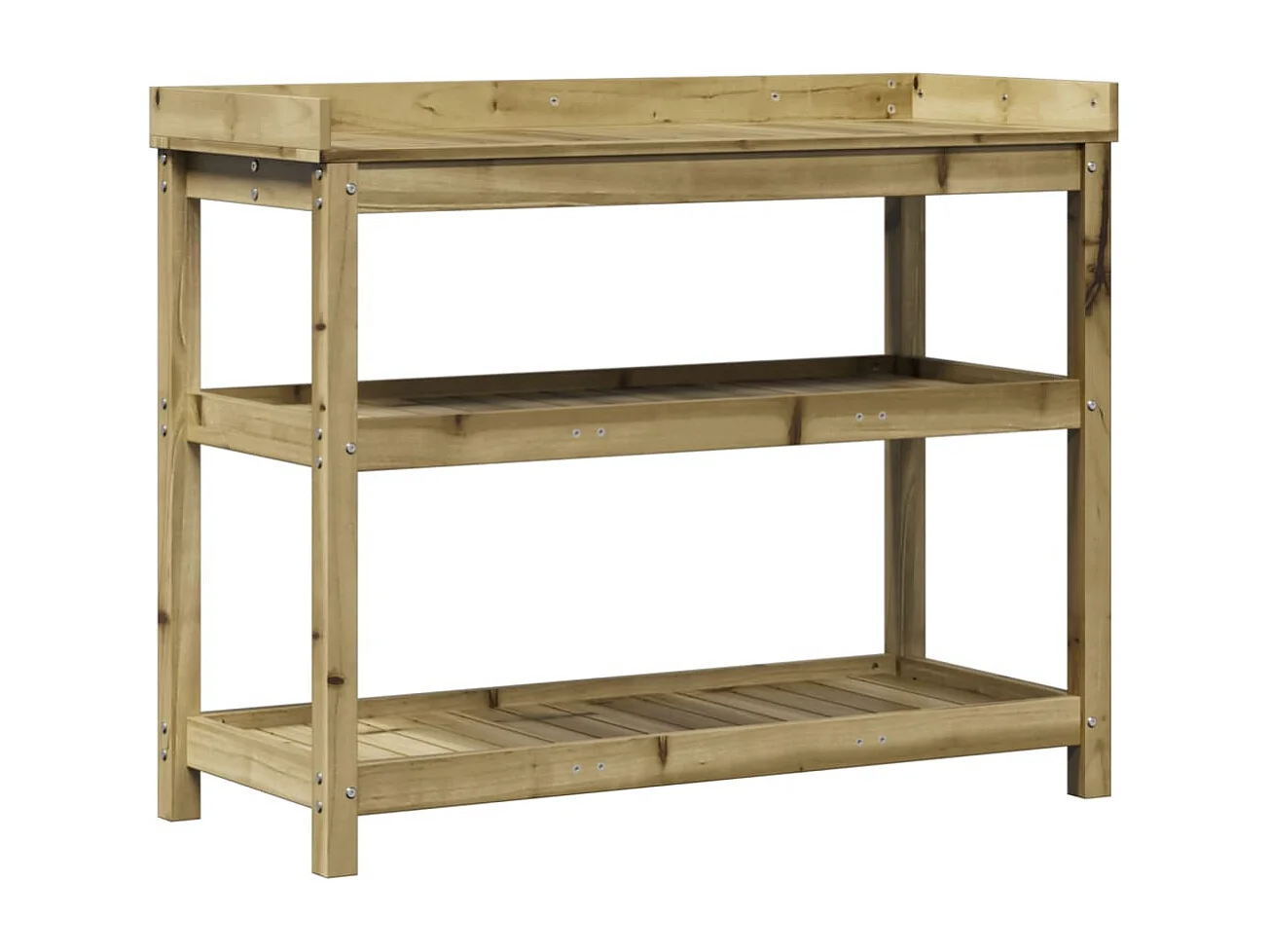 Table de rempotage avec étagères 108x45x86,5 cm bois massif pin