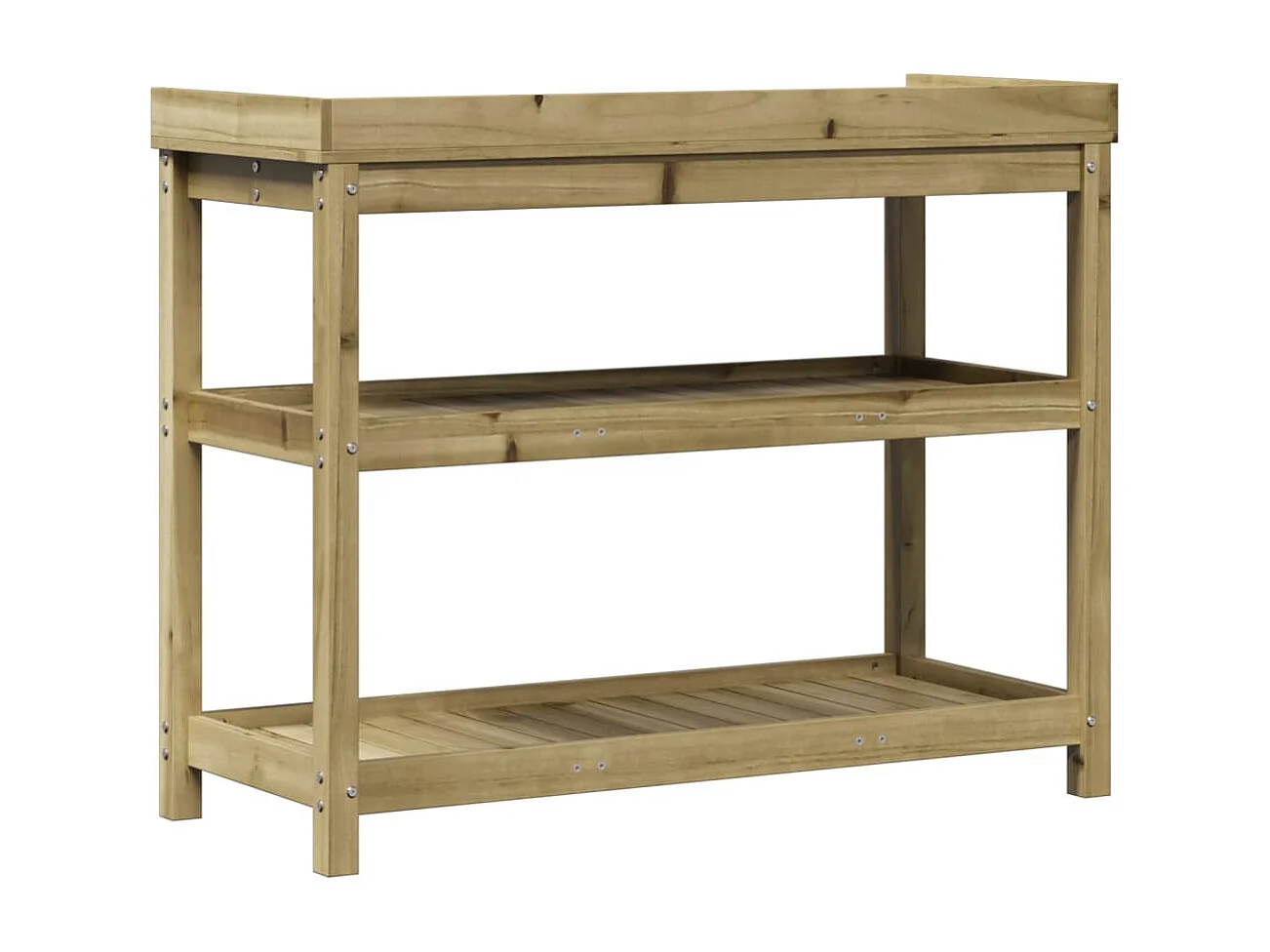 Table de rempotage avec étagères 108x45x86,5 cm bois massif pin