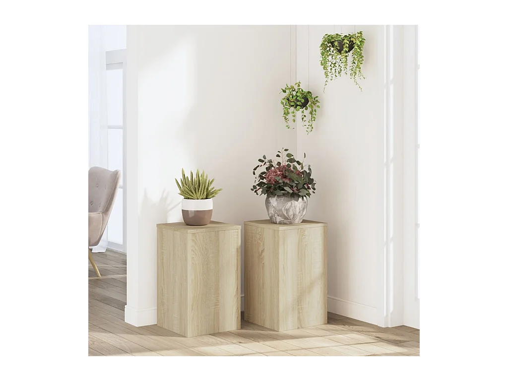 Supports pour plantes 2 pcs chêne sonoma bois d'ingénierie