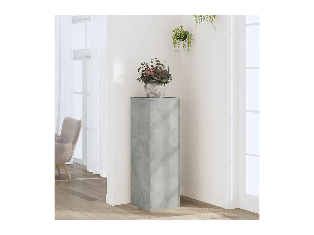 Support pour plantes gris béton 33x33x100 cm bois d'ingénierie
