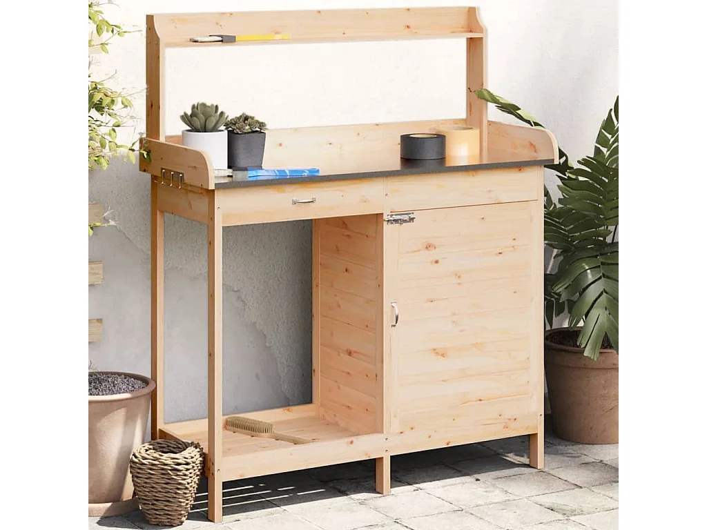 Table de rempotage avec armoire bois massif de sapin