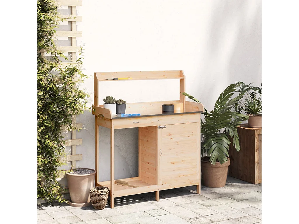 Table de rempotage avec armoire bois massif de sapin