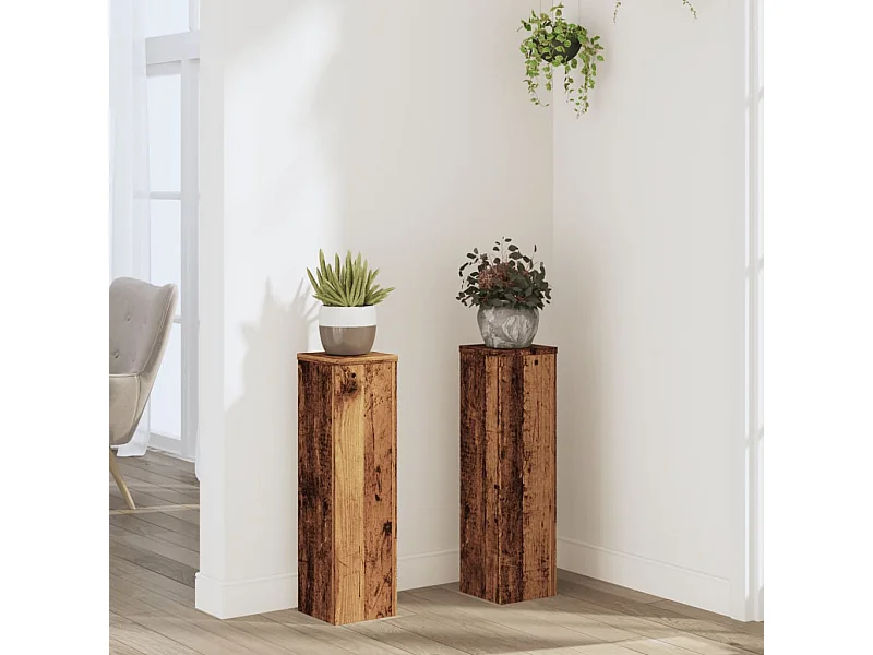 Plantenstandaards 2 stuks oud hout bewerkt hout