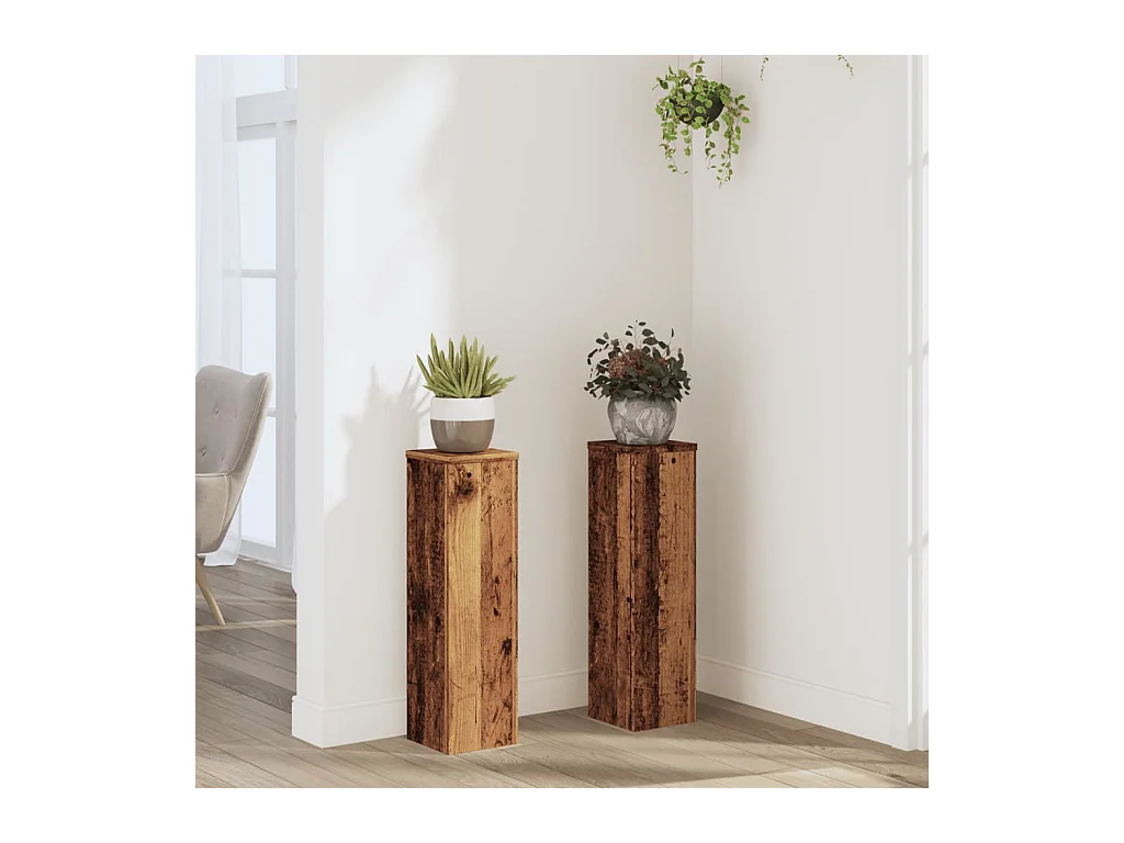 Supports pour plantes 2 pcs vieux bois bois d'ingénierie