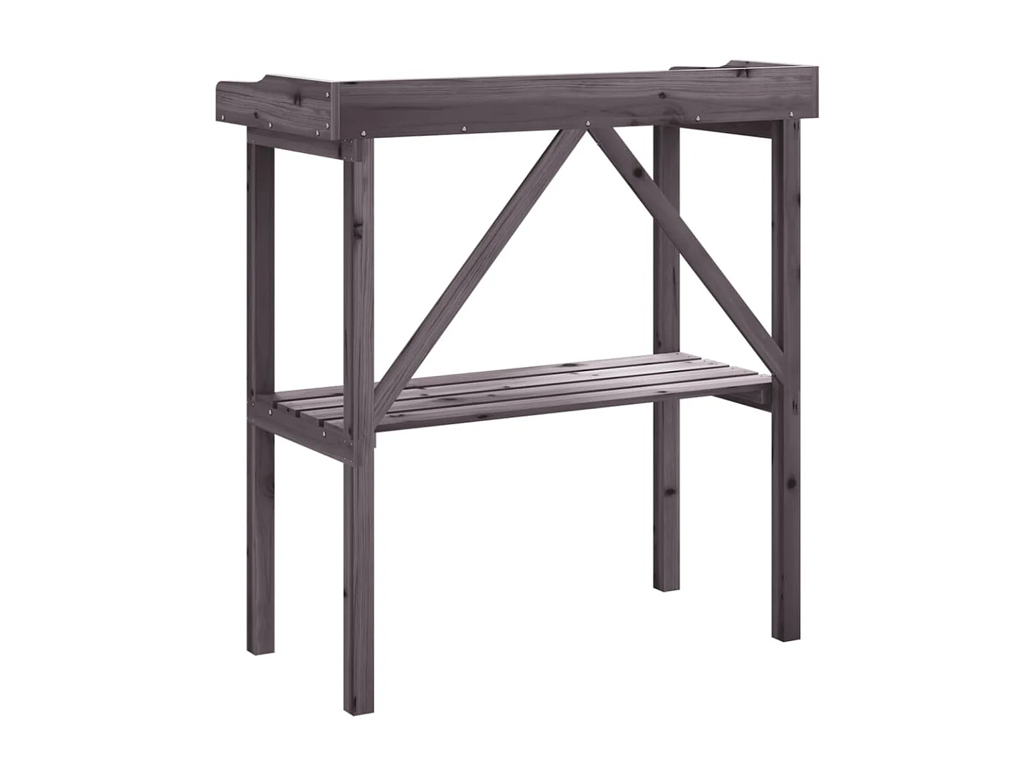 Table à plantes avec étagère gris 78x38x82,5 cm bois de sapin