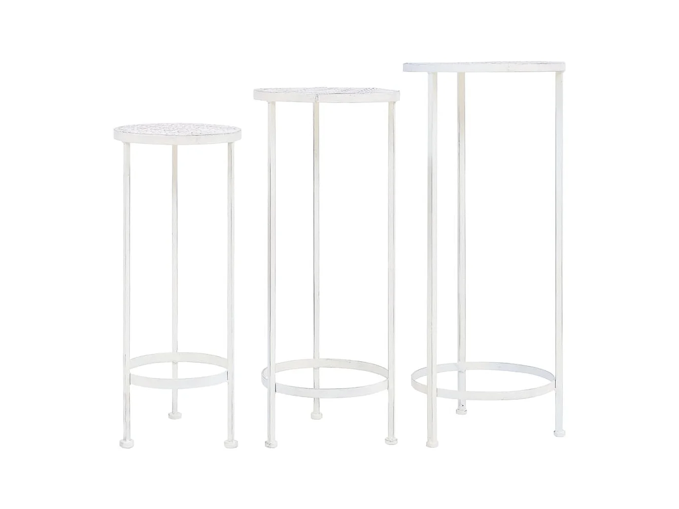 Support de plantes 3 pcs Style vintage Métal Blanc antique