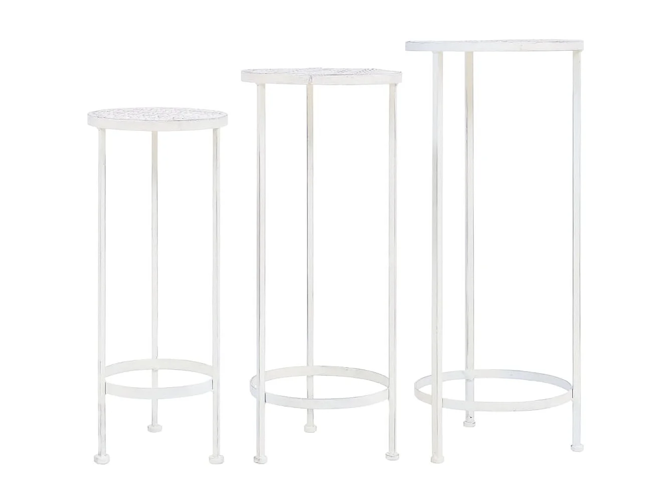 Support de plantes 3 pcs Style vintage Métal Blanc antique