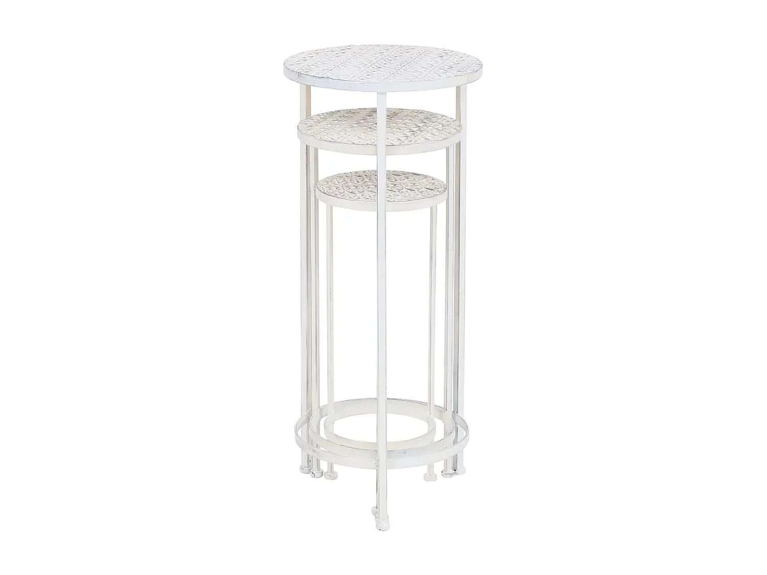 Support de plantes 3 pcs Style vintage Métal Blanc antique