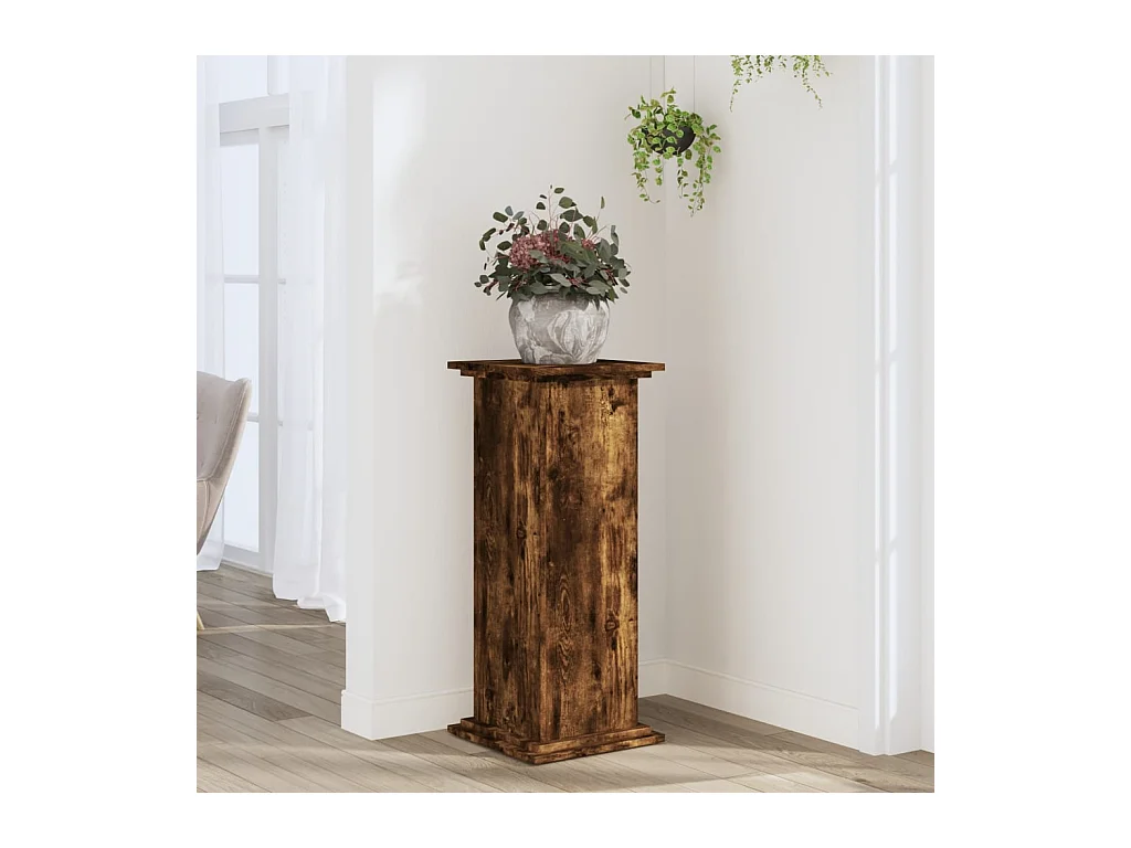 Support pour plantes chêne fumé 33x33x80 cm bois d'ingénierie