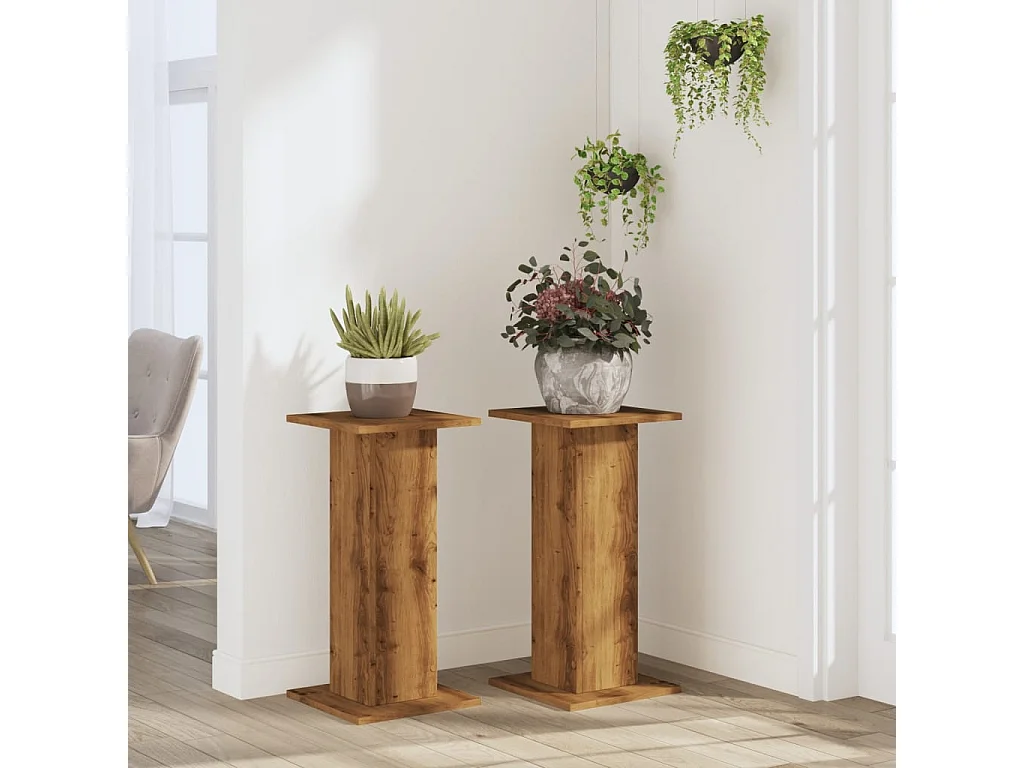 Supports pour plantes 2 pcs chêne artisanal bois d'ingénierie