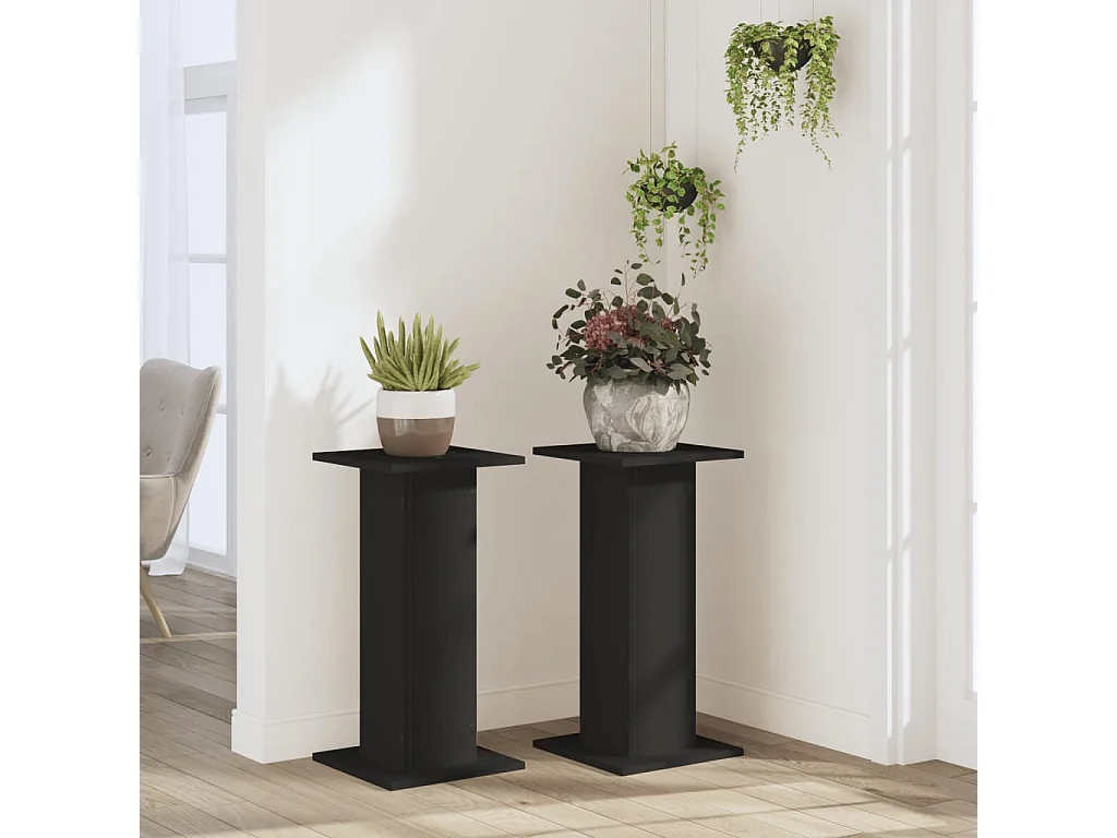 Plantenstandaards 2 stuks zwart 30x30x60 cm bewerkt hout