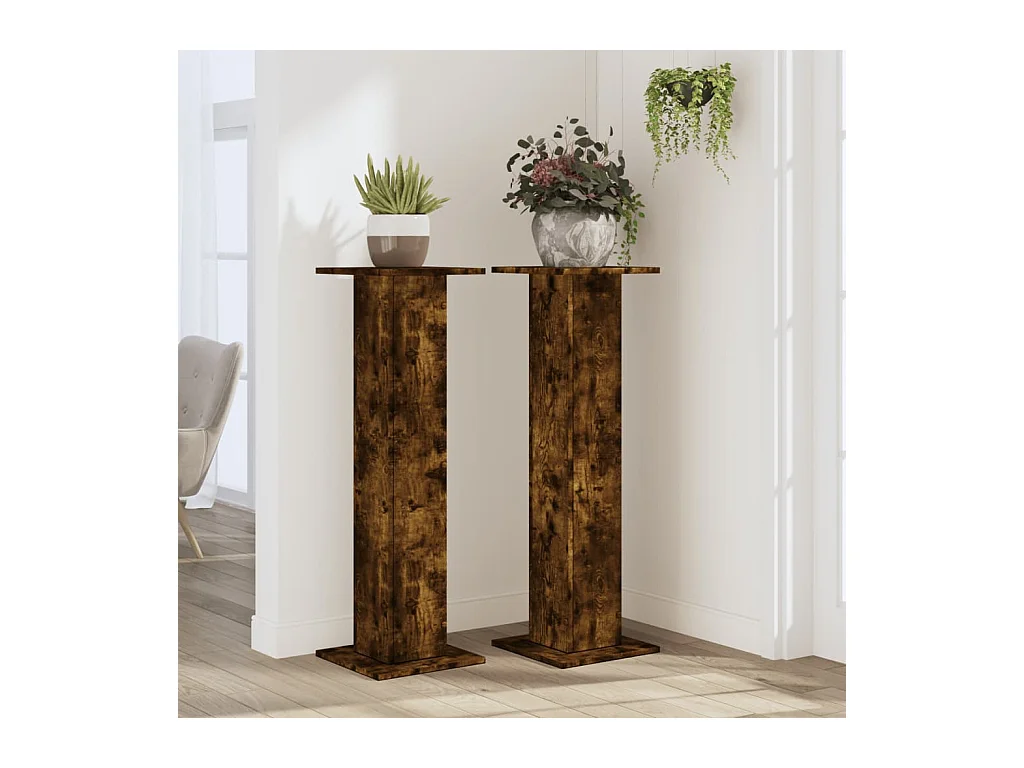 Supports pour plantes 2 pcs chêne fumé bois d'ingénierie