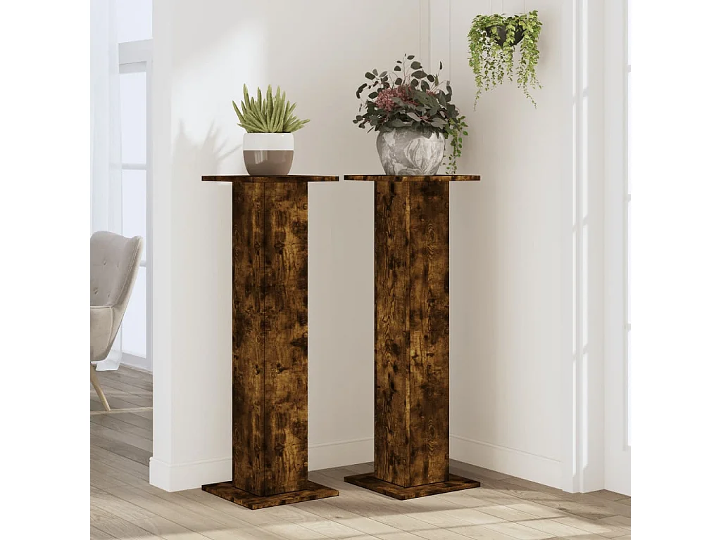 Supports pour plantes 2 pcs chêne fumé bois d'ingénierie