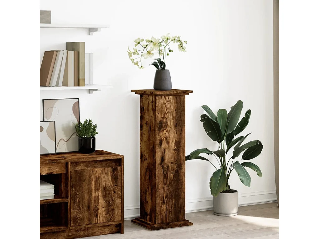 Sokkel met opbergruimte gerookt eiken 31x30x90 cm bewerkt hout